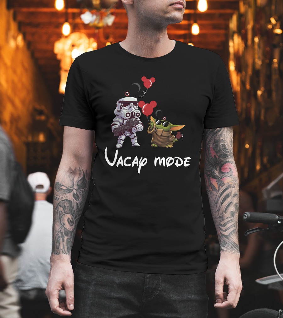 Star Wars Baby Yoda Vacay Mode Stormtrooper Mickey Ears Balloons T-Shirt