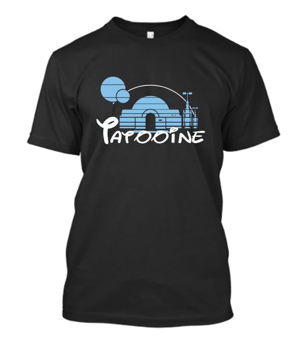 Tatooine Desert Landscape With Twin Moons And Building Outline T-Shirt