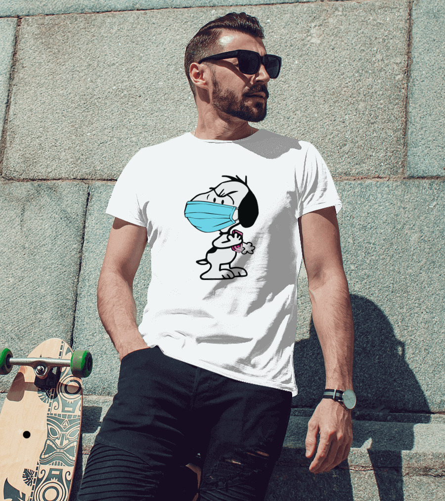 Snoopy Wearing Mask Washing Hands Hygiene Reminder T-Shirt