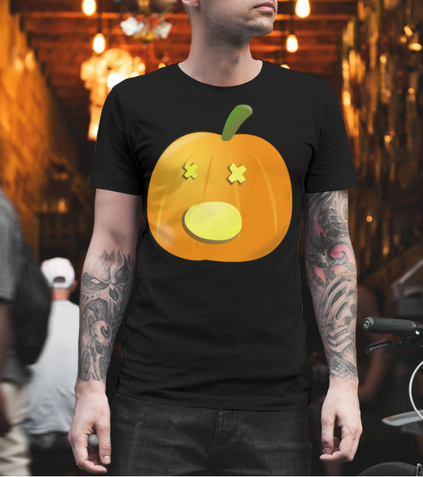 Amazed Pumpkin with X Eyes and Green Stem T-Shirt Amazed Pumpkin with X Eyes and Green Stem T-Shirt