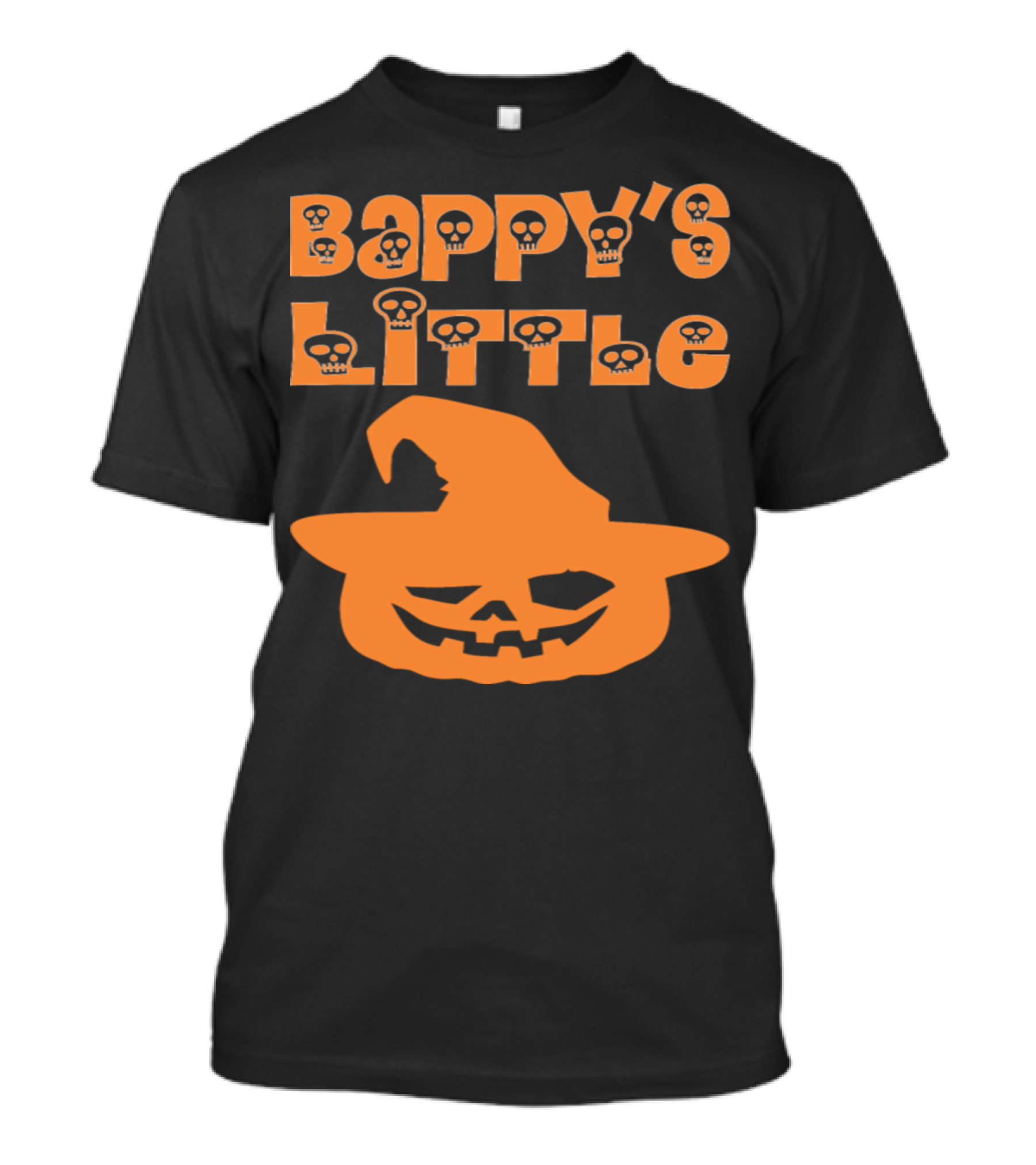 Bappy's Little Pumpkin Halloween Skull Letters Jack-O'-Lantern Hat T-Shirt
