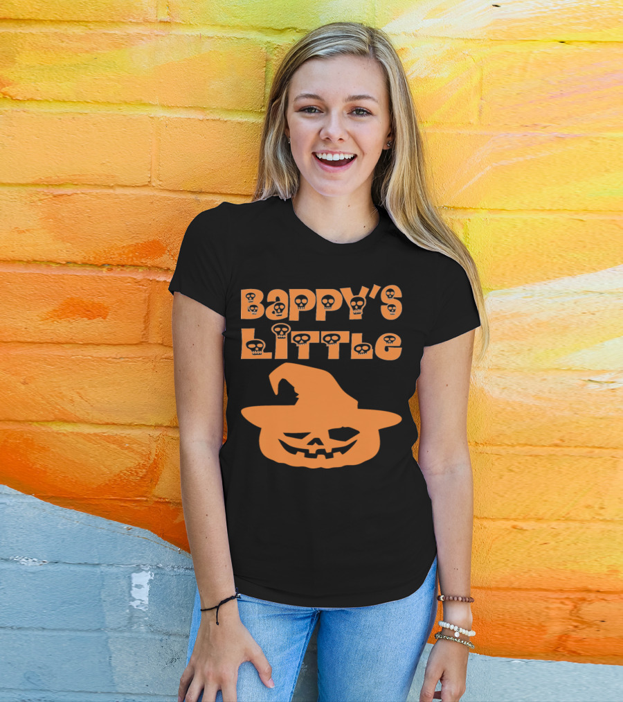 Bappy's Little Pumpkin Halloween Skull Letters Jack-O'-Lantern Hat T-Shirt
