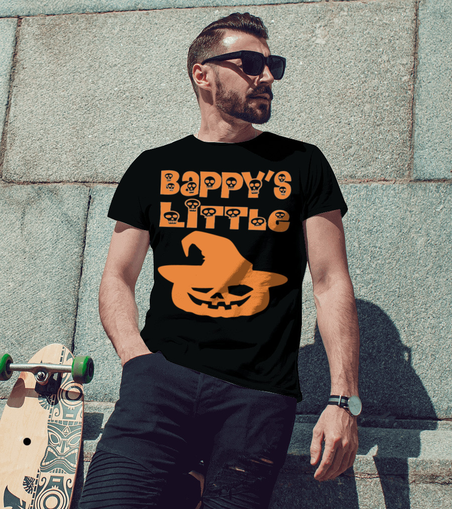 Bappy's Little Pumpkin Halloween Skull Letters Jack-O'-Lantern Hat T-Shirt