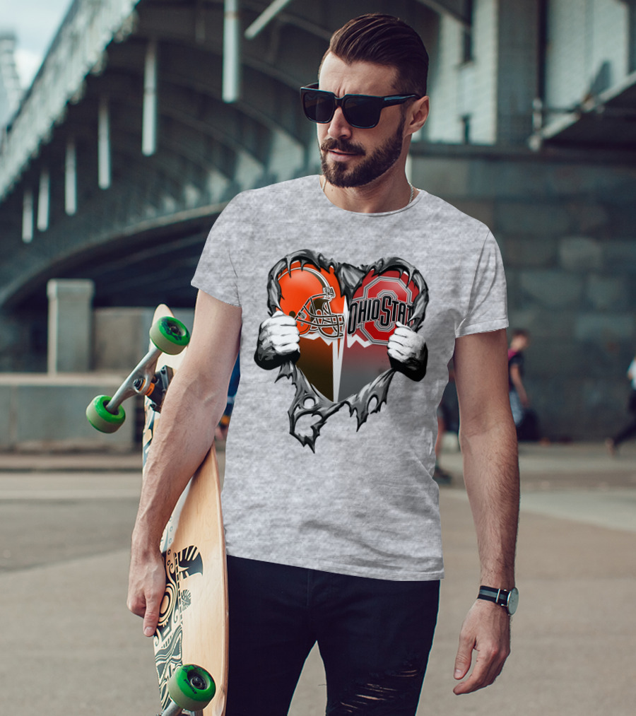 Cleveland Browns Ohio State Buckeyes Heart T-Shirt