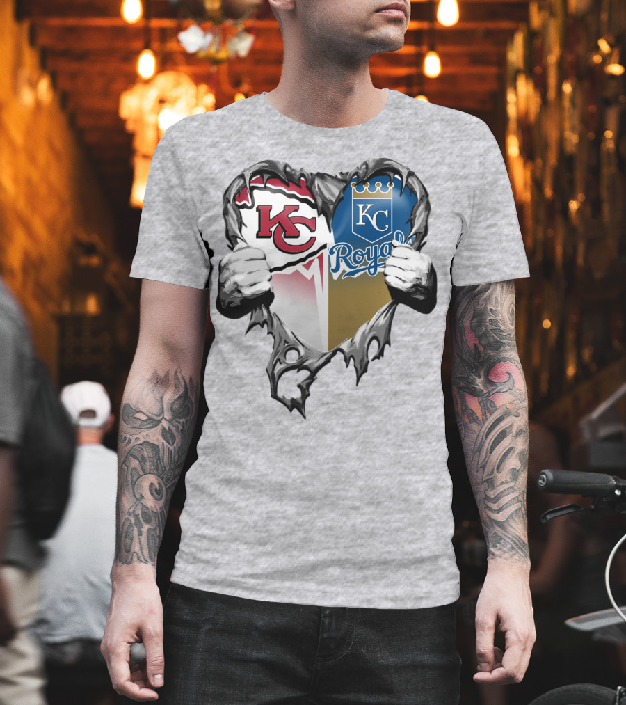 Kc Chiefs And Kc Royals Heart T-Shirt