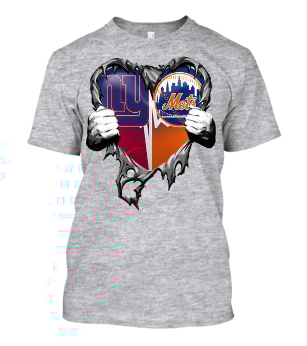 New York Giants Mets Heart Rip T-Shirt