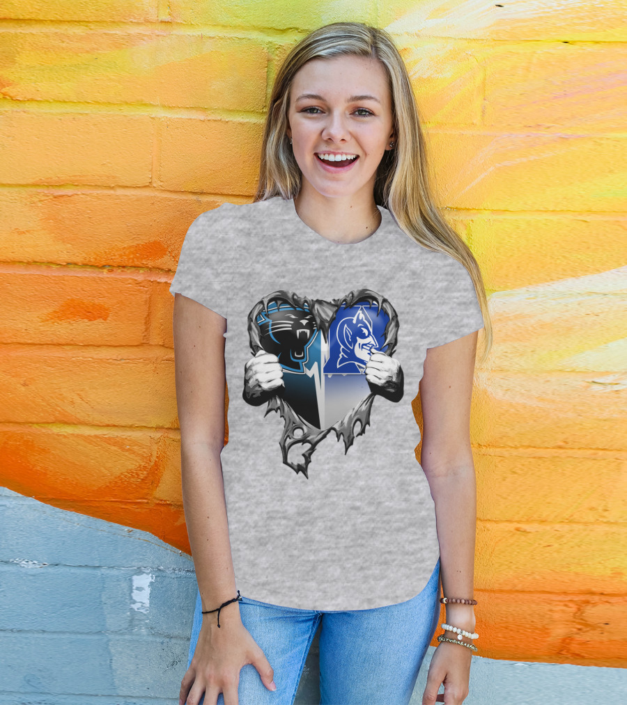 Carolina Panthers Duke Blue Devils Heart T-Shirt