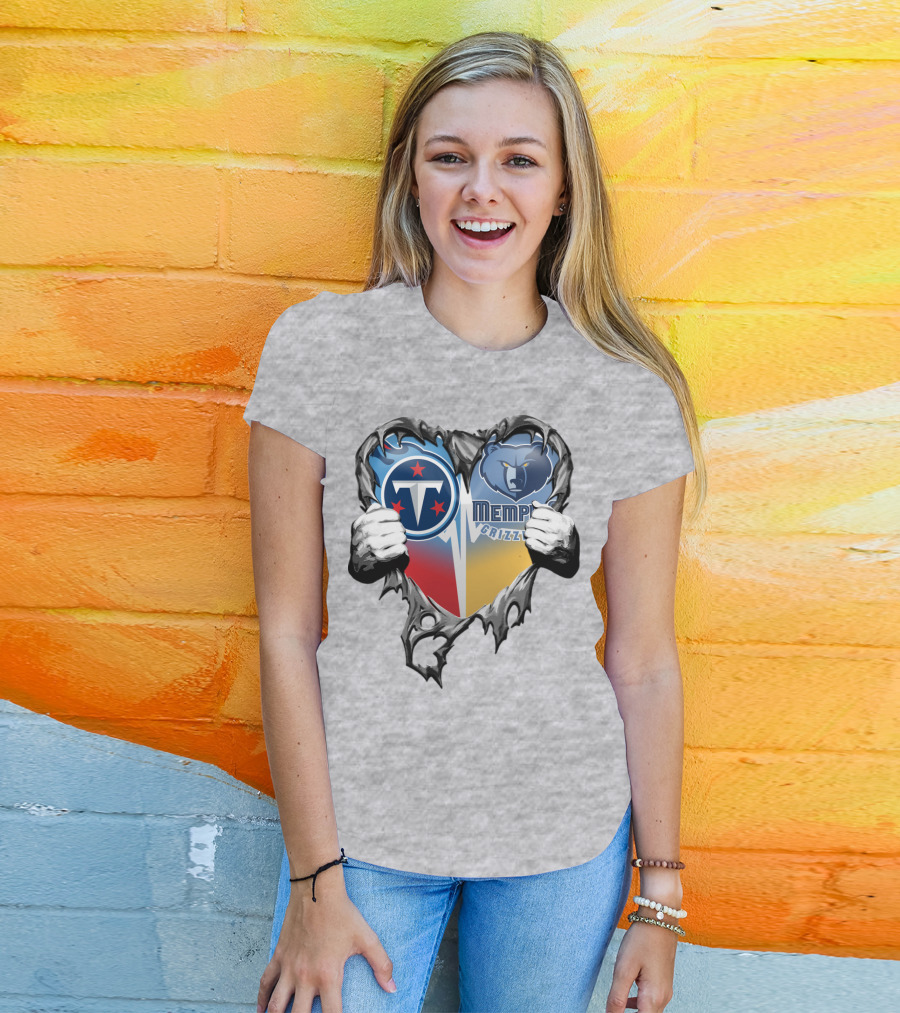 Titan Pride Grizzlies Heart Fusion T-Shirt