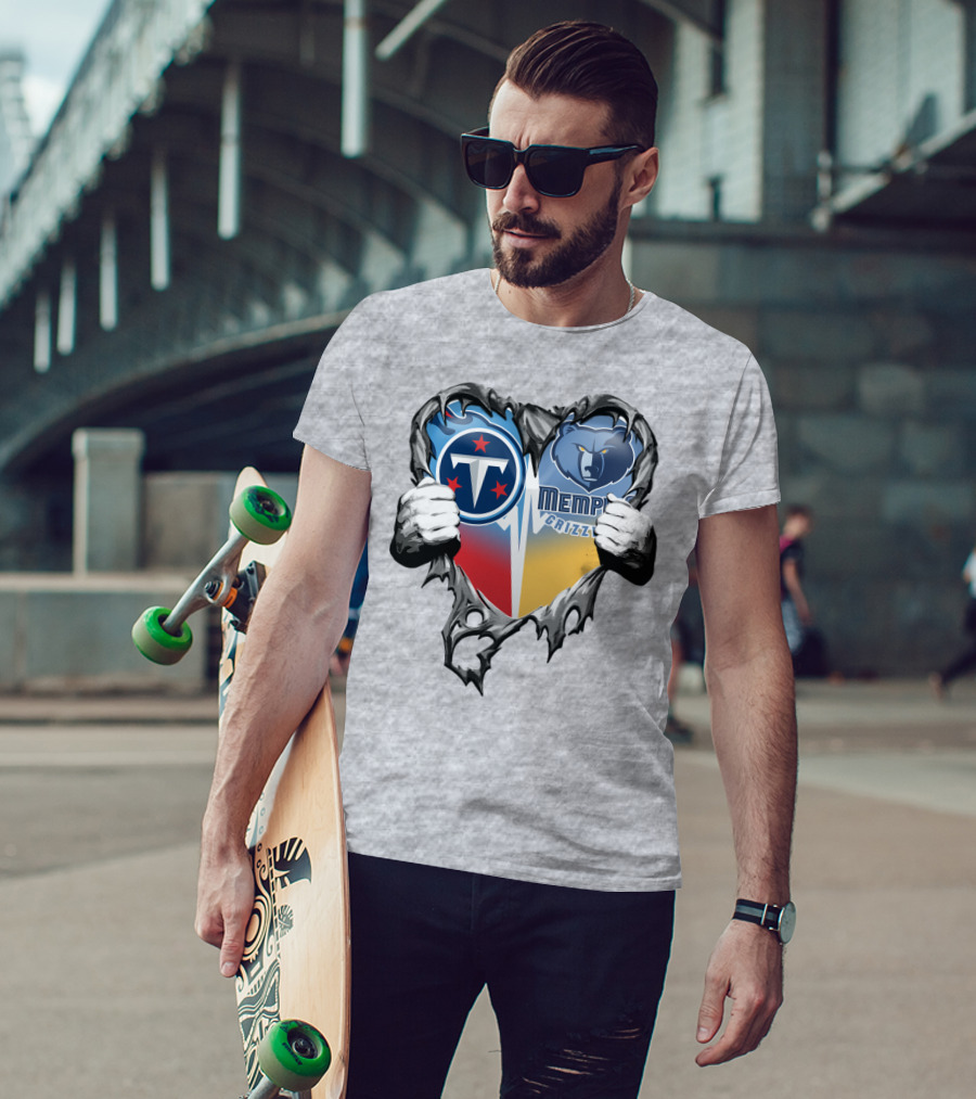 Titan Pride Grizzlies Heart Fusion T-Shirt