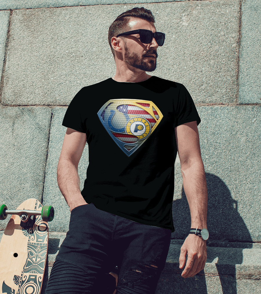 Indianapolis Colts Superman Logo American Flag T-Shirt