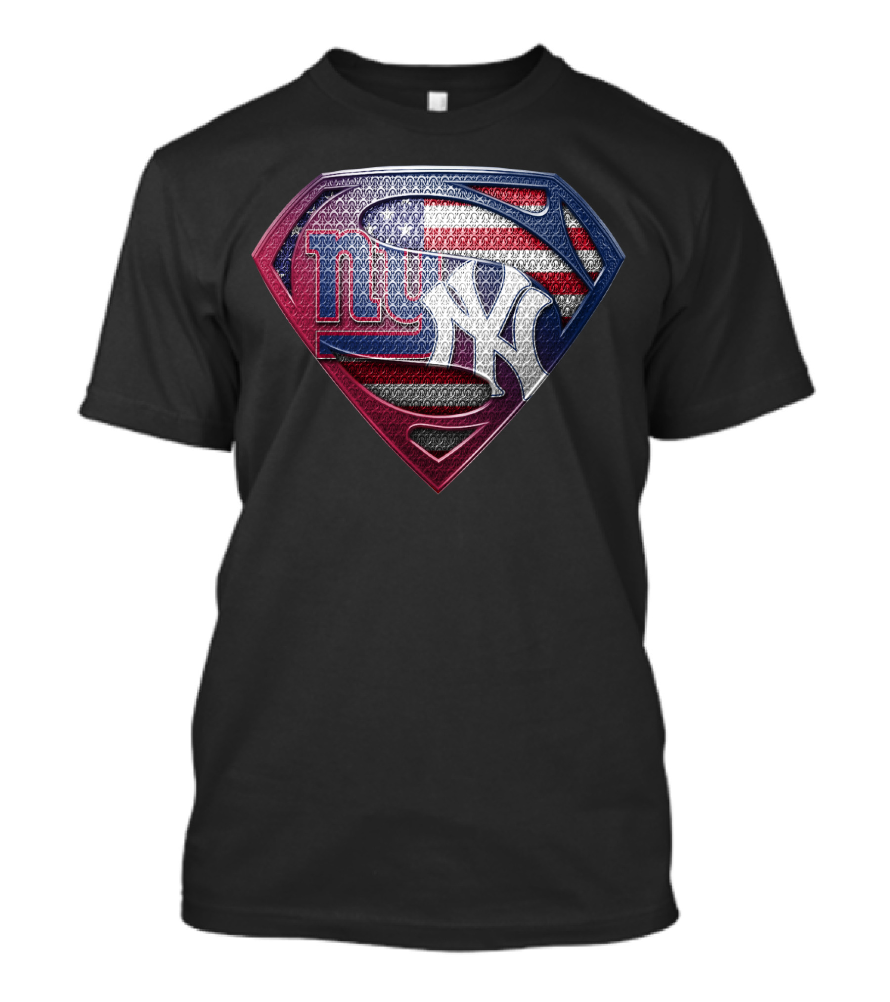 New York Giants Yankees American Flag Superman Logo Fusion T-Shirt