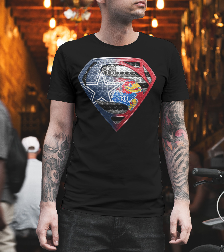 Superman Dallas Cowboys Kansas Jayhawks Ku Logo Mashup T-Shirt