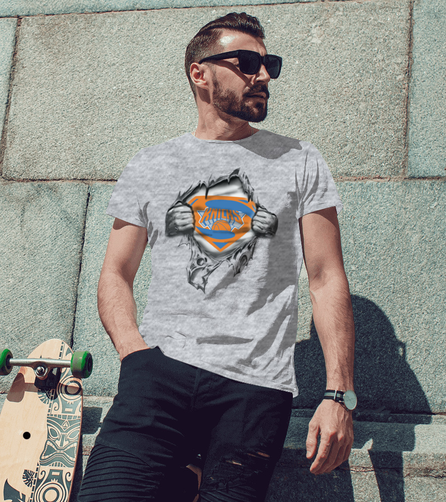 Knicks Superhero Logo Peel Basketball T-Shirt