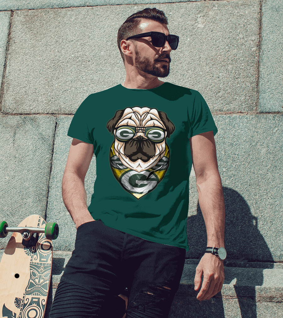 Green Bay Packers Pet Lover Pug Dog Football T-Shirt