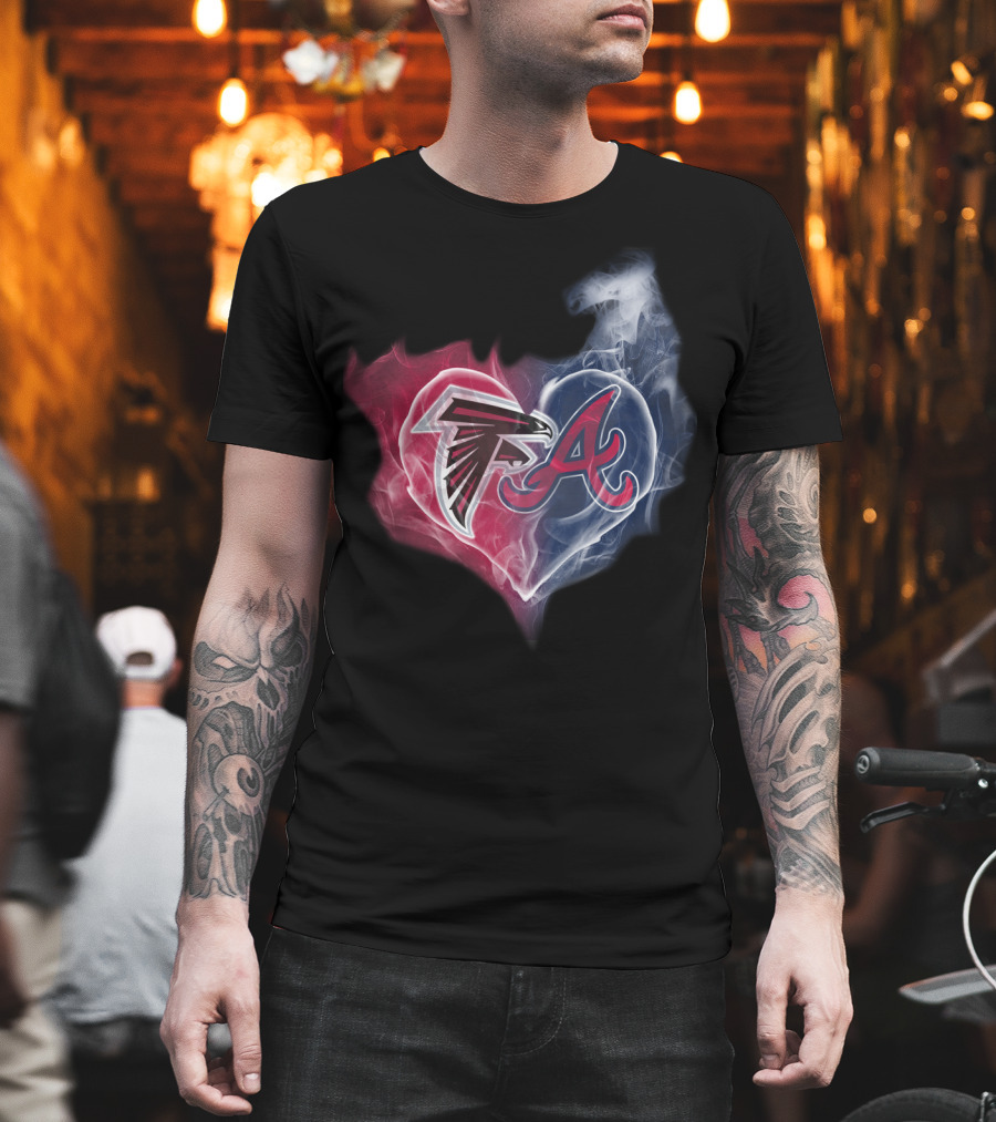 Falcons Braves Heart Smoke Atlanta Sports T-Shirt