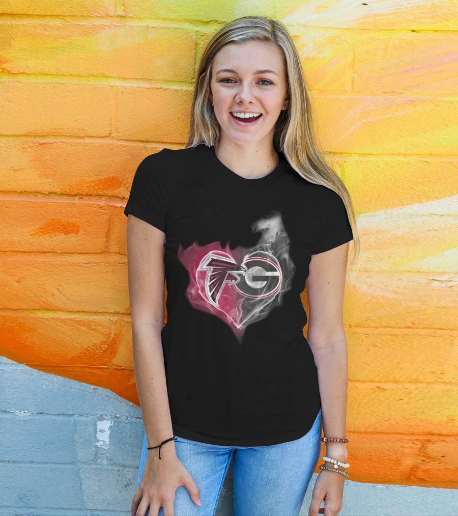 Atlanta Falcons Georgia Bulldogs Heart Smoke T-Shirt