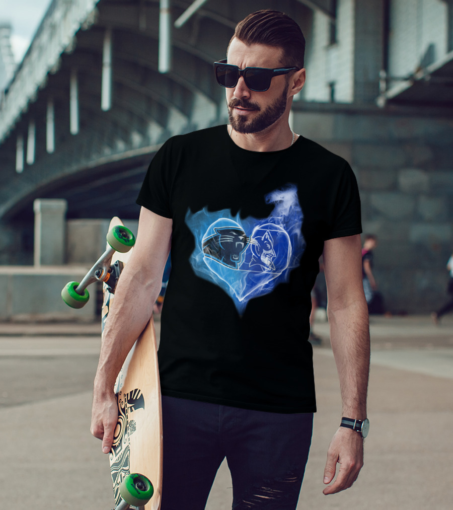 Panthers Blue Devils Heart T-Shirt
