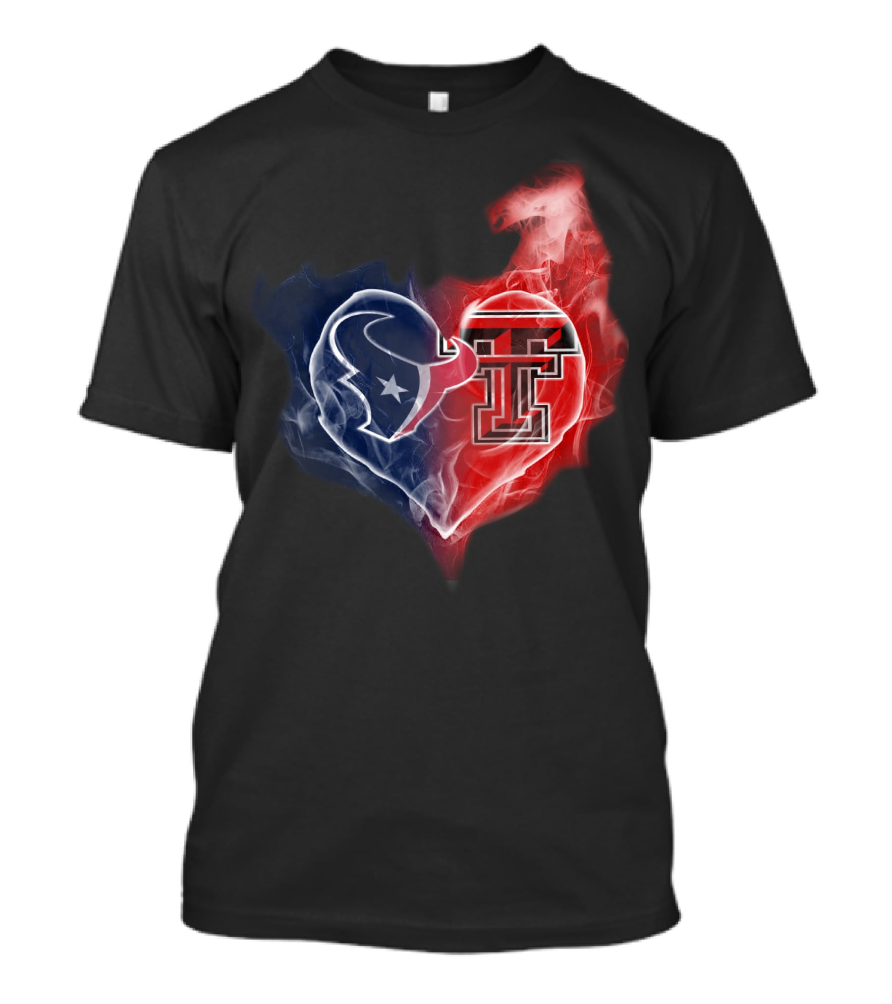 Houston Texans And Texas Tech Red Raiders Heart T-Shirt
