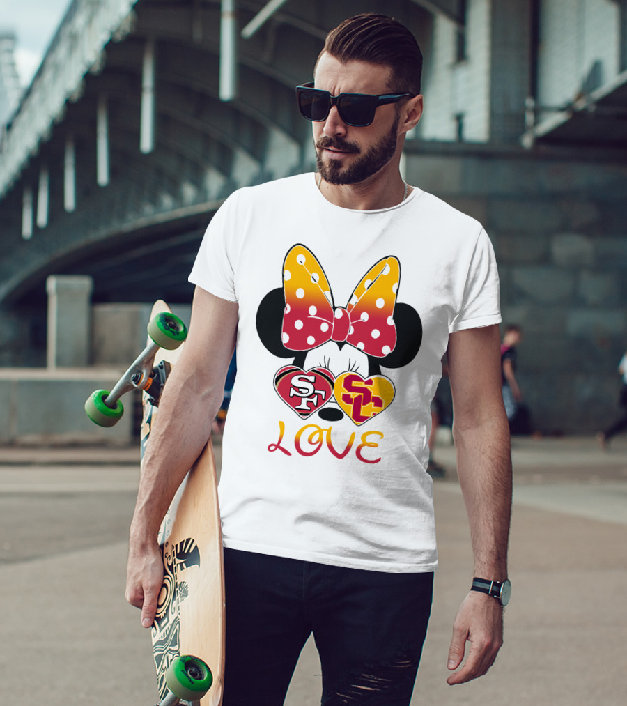 Sf Sc Love Minnie Mouse Bow And Hearts T-Shirt