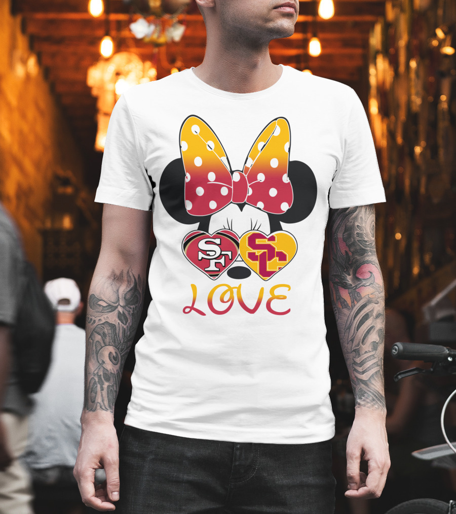Sf Sc Love Minnie Mouse Bow And Hearts T-Shirt