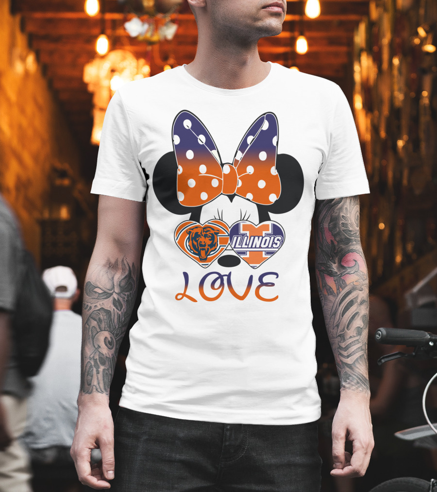 Minnie Bow Chicago Bears Illinois Fighting Illini Love T-Shirt