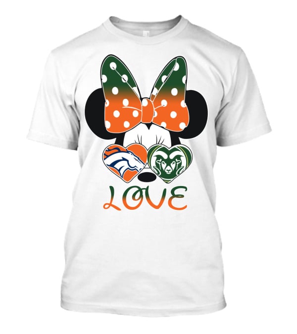Minnie Love Denver Broncos And Colorado State Rams T-Shirt