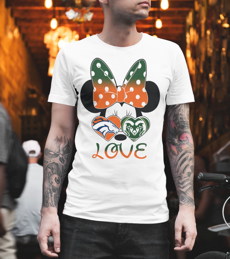 Minnie Love Denver Broncos And Colorado State Rams T-Shirt