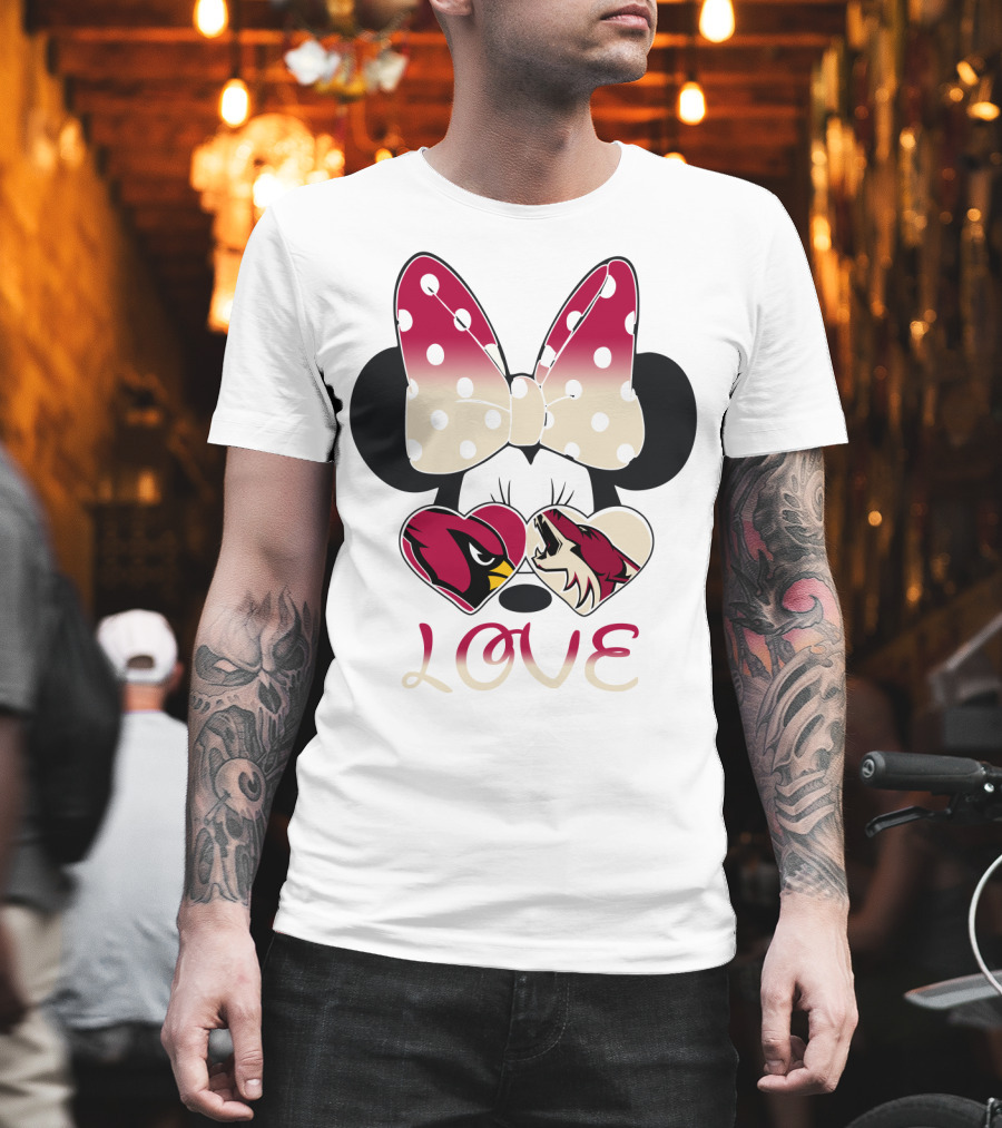 Mic 028 Minnie Bow Cardinals Coyotes Love T-Shirt