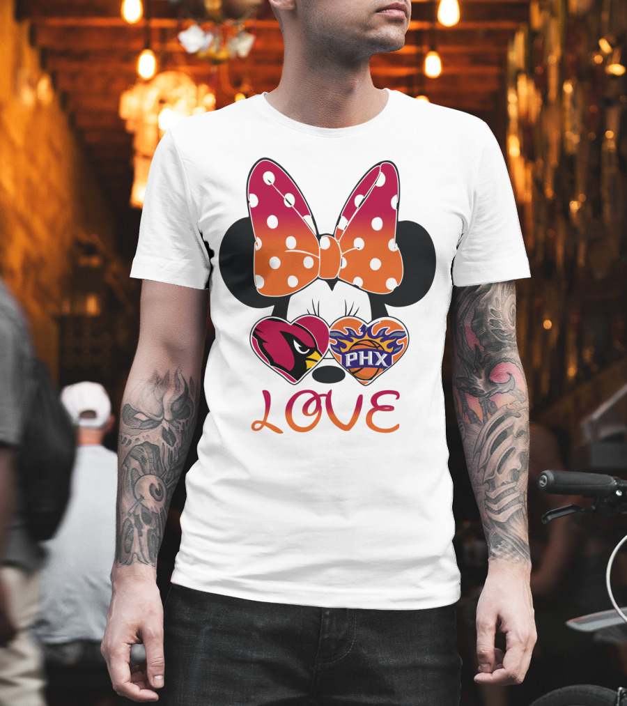 Love Mickey Mouse Minnie Bow Arizona Cardinals Phoenix Suns T-Shirt