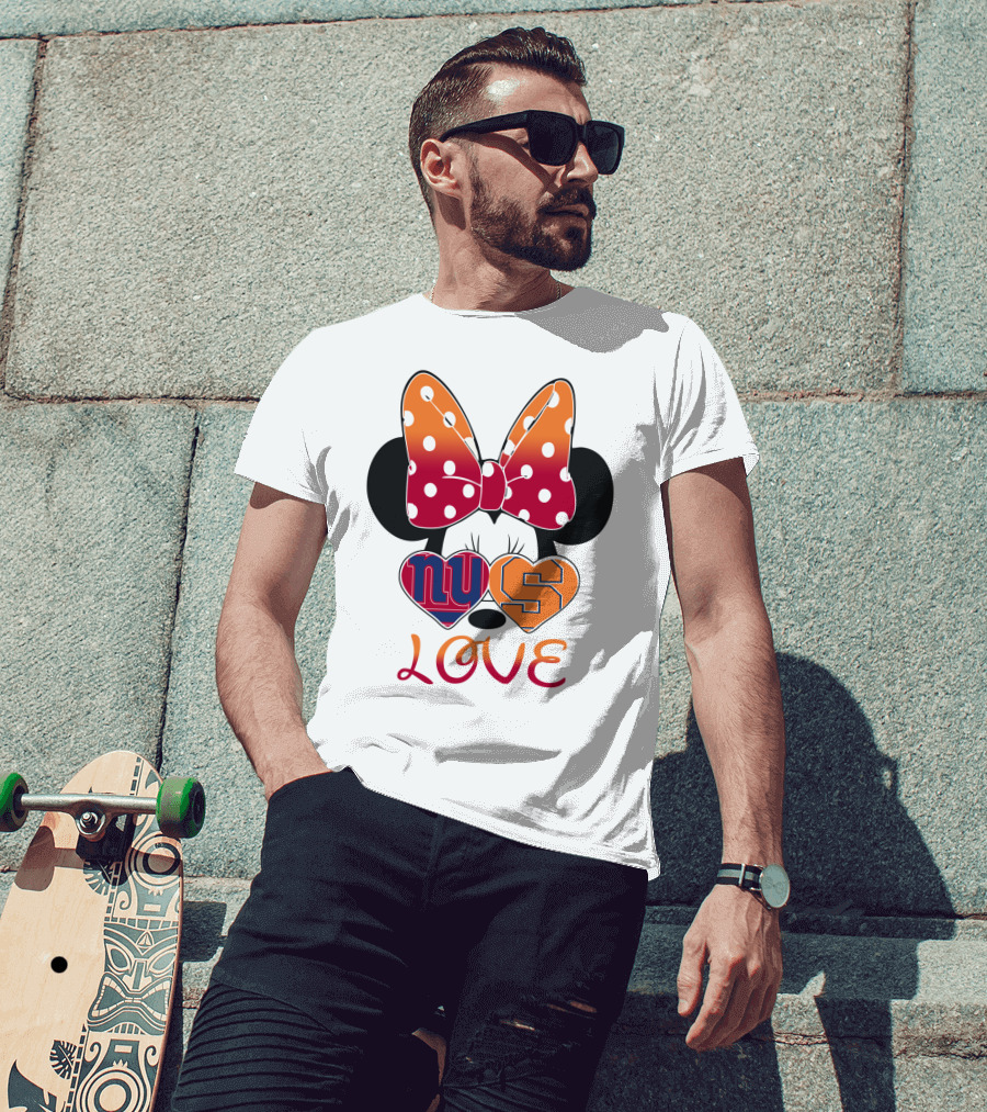 Ny Giants Syracuse Love Minnie Mouse Bow Hearts T-Shirt