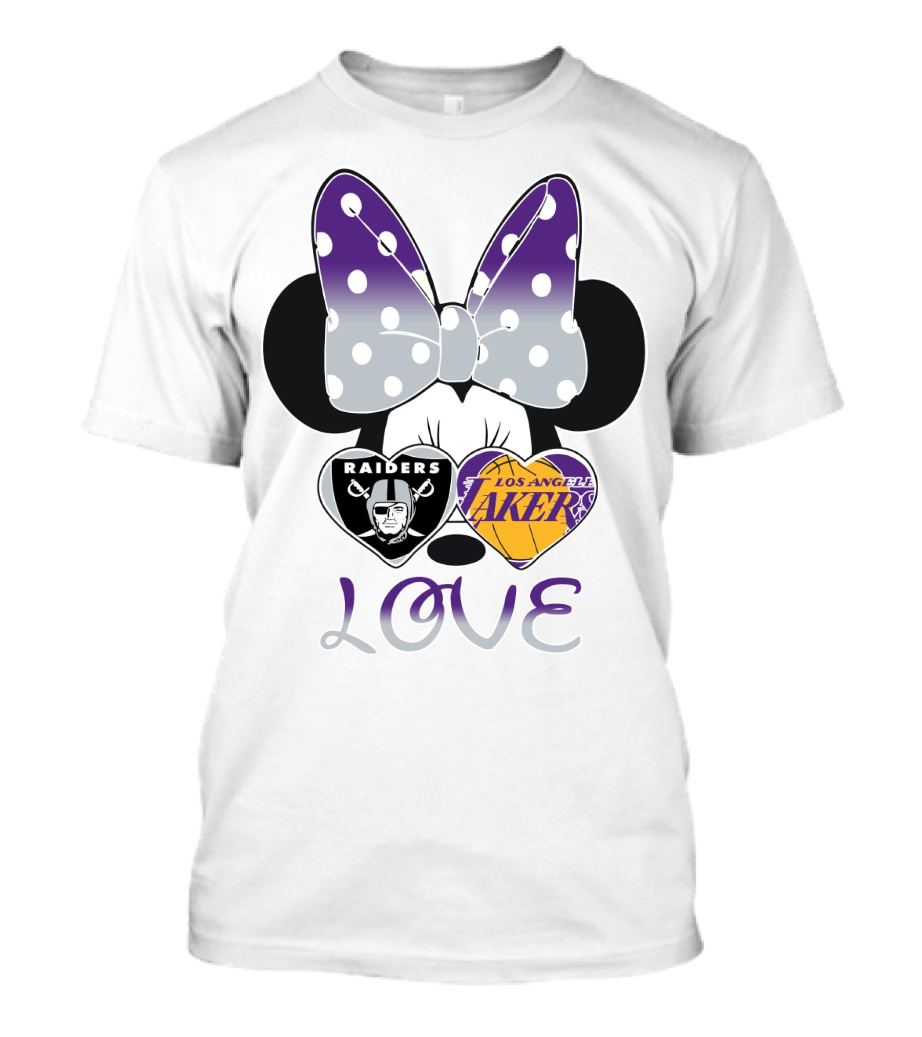 Los Angeles Lakers Raiders Love Minnie Bow T-Shirt