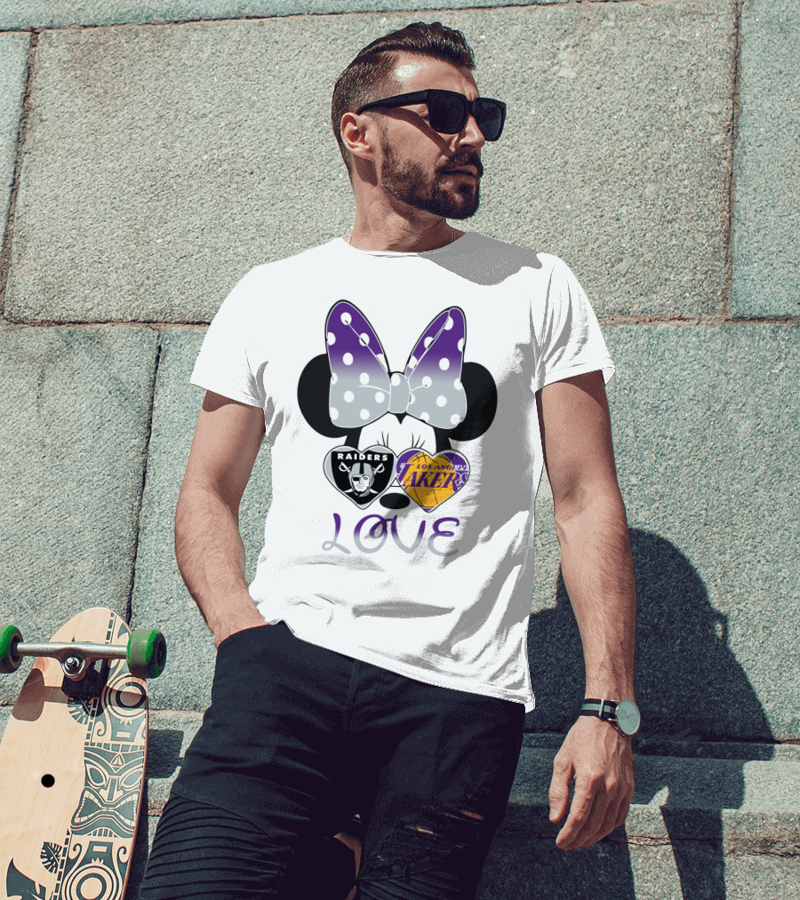 Los Angeles Lakers Raiders Love Minnie Bow T-Shirt