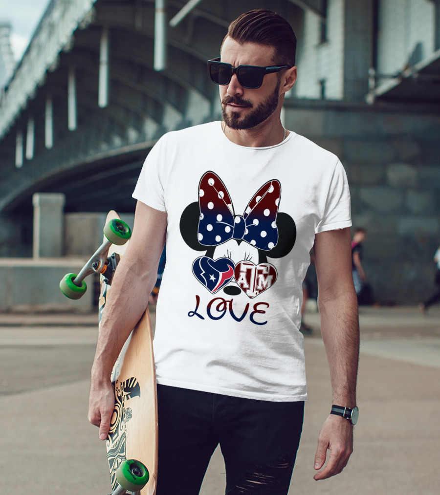 Minnie Bow Texans Love A&M Hearts T-Shirt
