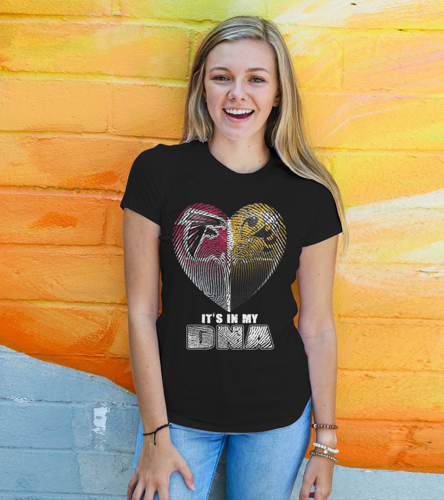 It's In My Dna Falcons Georgia Tech Heart Fingerprint T-Shirt