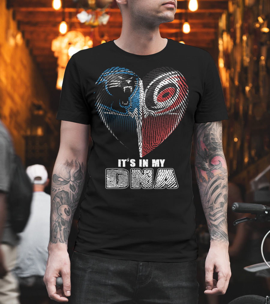 Carolina Panthers And Hurricanes It's In My Dna Heartprint T-Shirt
