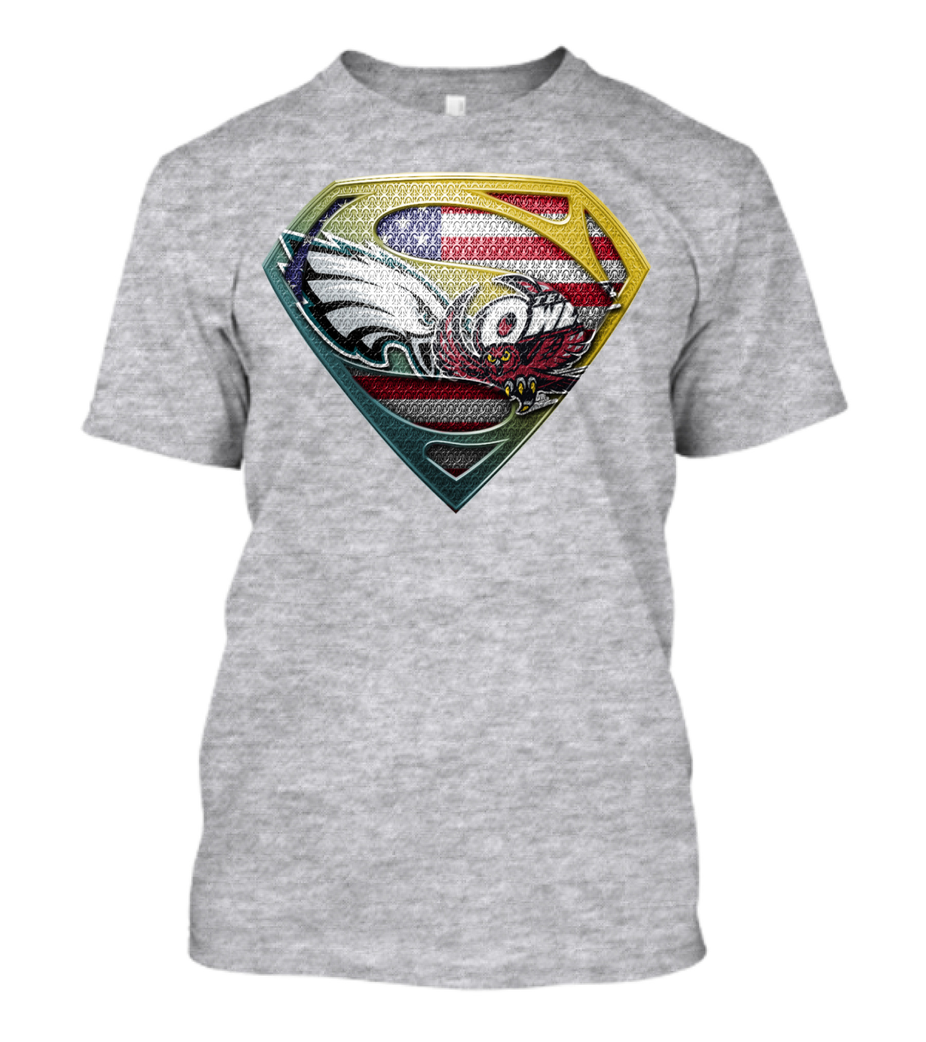 Eagle Owl American Flag Superman Shield T-Shirt