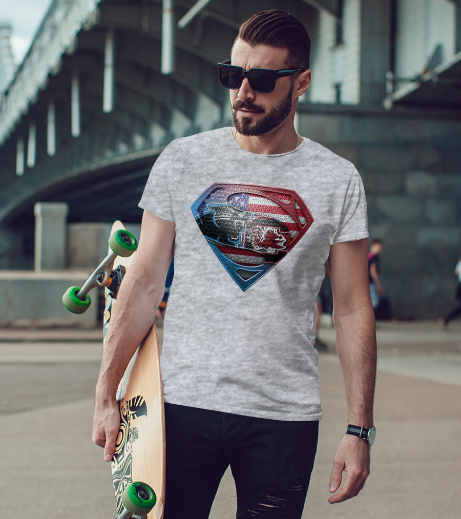 Superman Shield American Flag Panthers Gamecocks T-Shirt