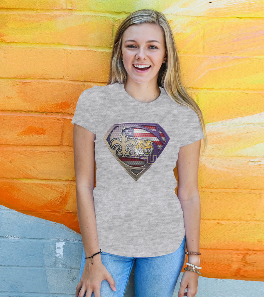Super Louisiana Fleur-De-Lis Tiger American Flag Lsu T-Shirt