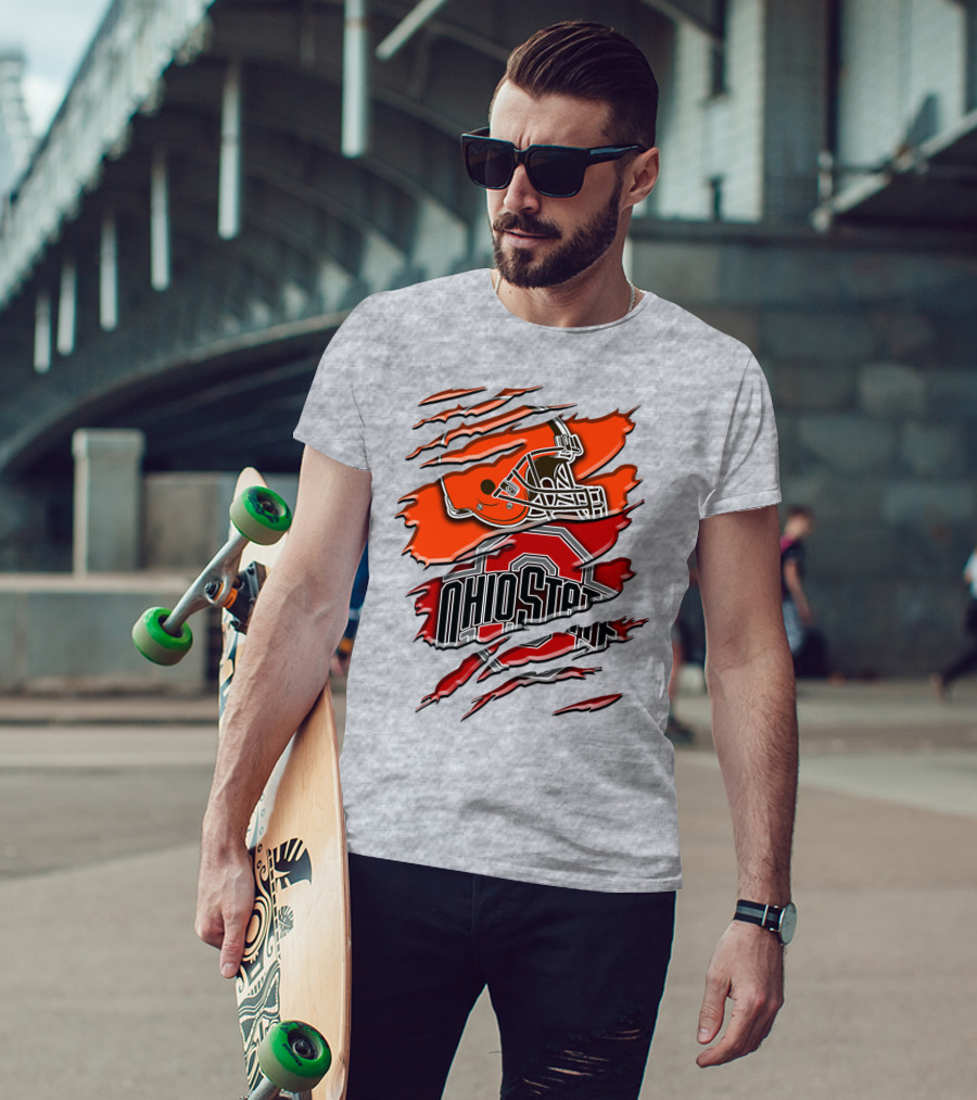 Ohio State Buckeyes Cleveland Browns Helmet Rah T-Shirt