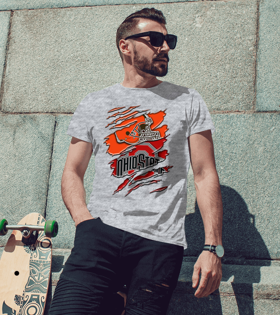 Ohio State Buckeyes Cleveland Browns Helmet Rah T-Shirt
