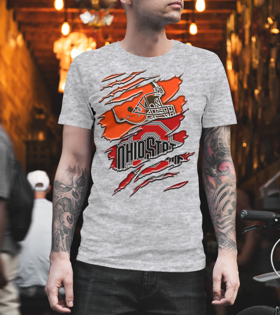 Ohio State Buckeyes Cleveland Browns Helmet Rah T-Shirt