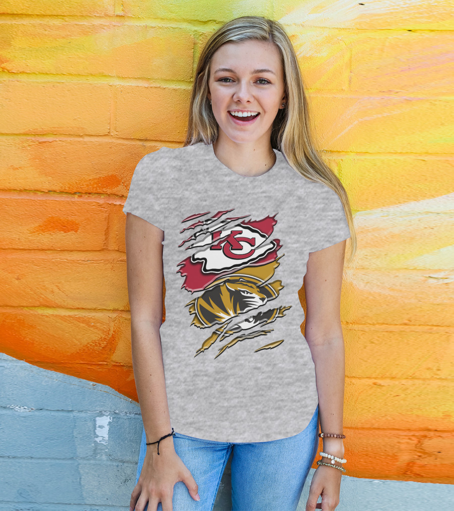 Kansas City Chiefs And Missouri Tigers Claw Logo Rah 039 T-Shirt