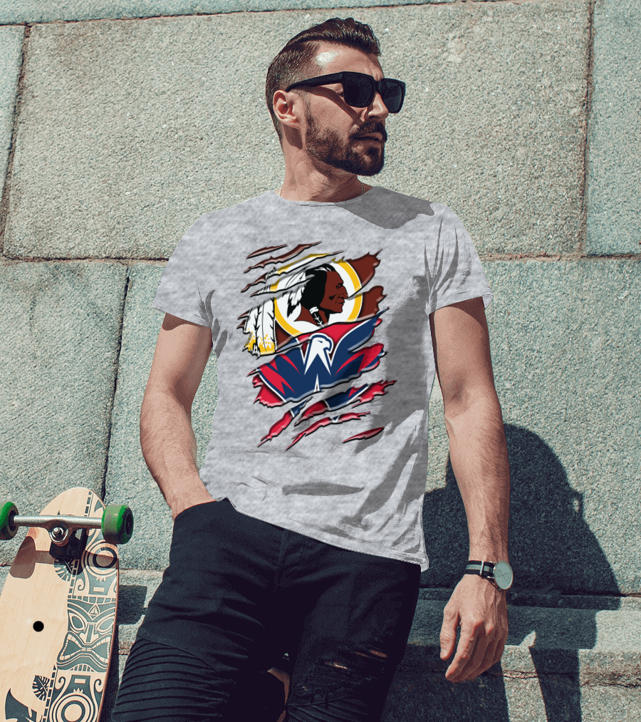 Washington Capitals And Washington Redskins Logo Mashup Rah 104 T-Shirt