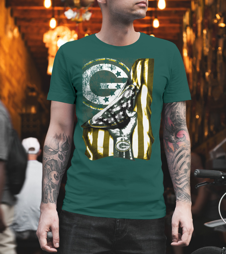 Green Bay Packers American Flag T-Shirt