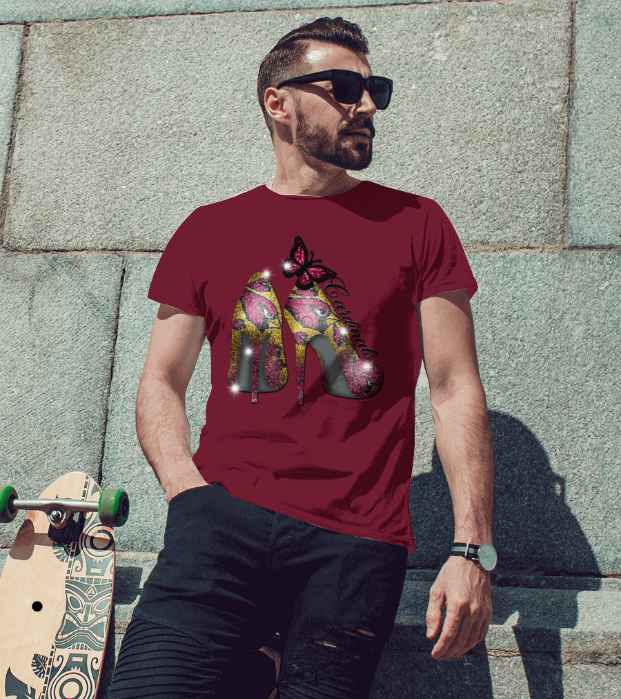 Arizona Cardinals Heels Butterfly Sparkle T-Shirt