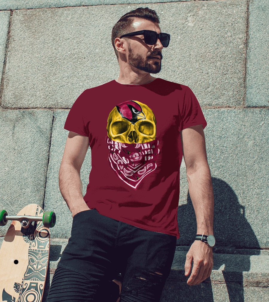 Arizona Cardinals Skull Bandana Red T-Shirt