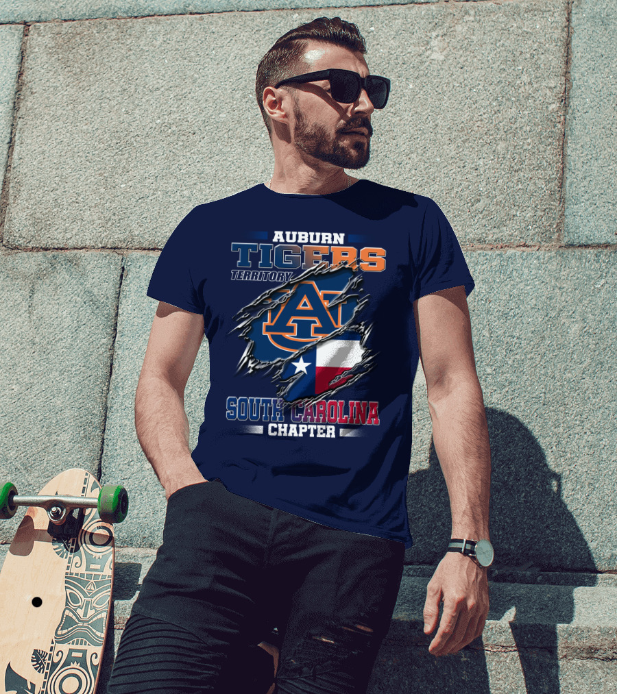 Auburn Tigers Territory South Carolina Chapter Texas Flag Icons T-Shirt