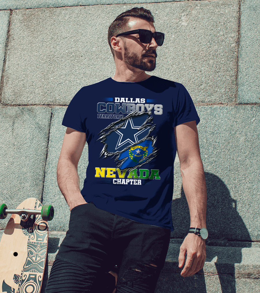 Dallas Cowboys Territory Nevada Chapter Battle Born Star Flag T-Shirt