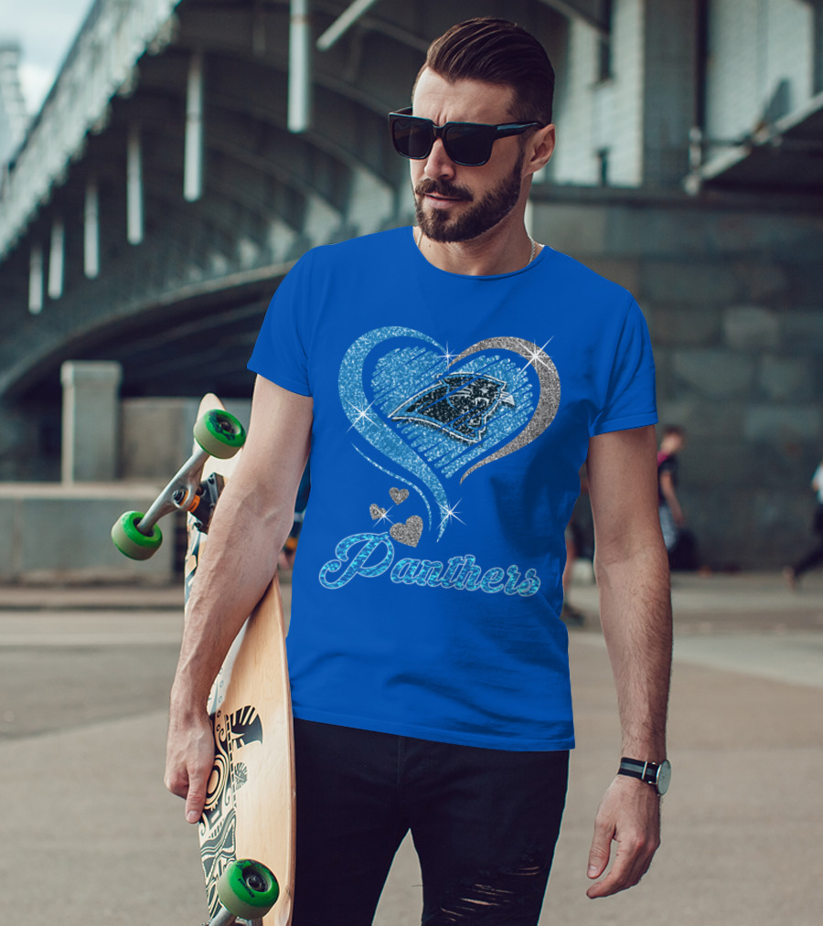 Panthers Heart Silver Blue T-Shirt