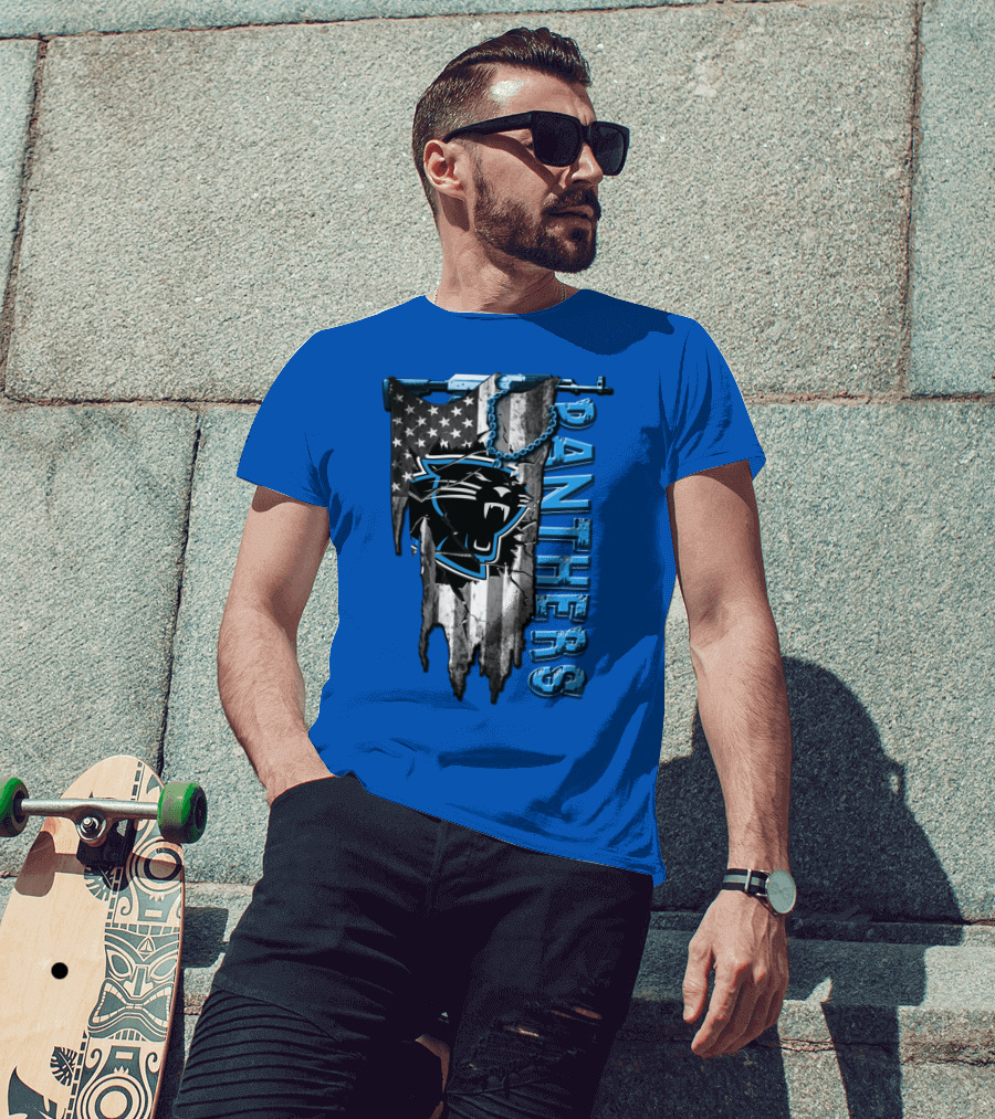 American Flag Carolina Panthers Logo Panthers T-Shirt